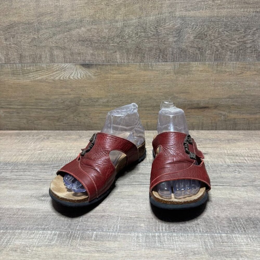 Think Mizzi Red Leather Slip On Sandals Women's Size EU 38